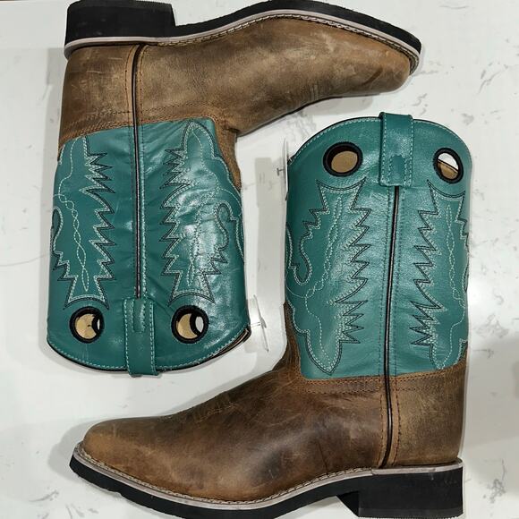 Smoky Mountain Girls' Turquoise/Brown Pueblo Western Boots Square Toe, Size 6.5Y - Picture 6 of 8